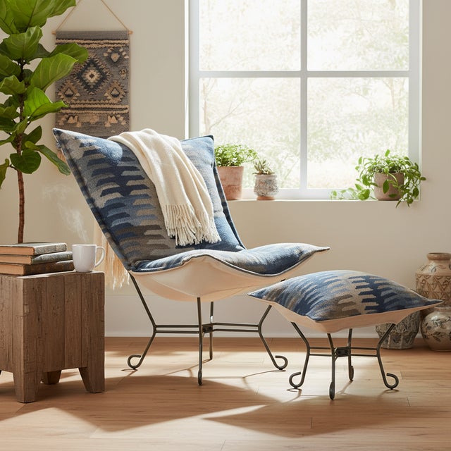 Puff Chair Complete Navajo Navy For Sale - Image 10 of 11