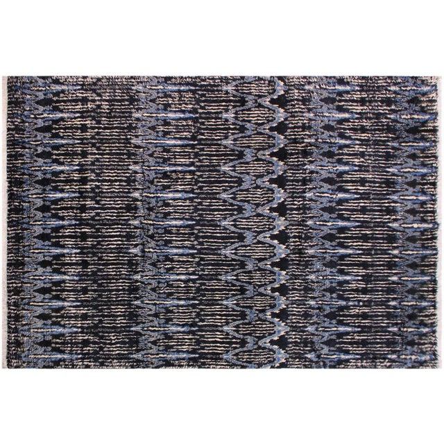 1990s Modern Bauhaus Moroccan Black Wool Rug - 8′10″ × 12′1″ For Sale - Image 9 of 9