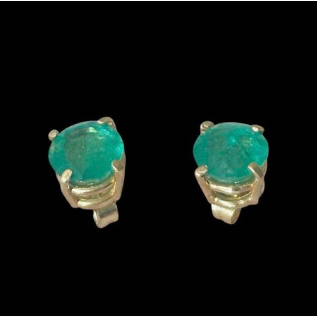 Emerald Earrings Zambian Emeralds & 14k Gold 7mm round gorgeous Zambian emeralds in 14k gold earring settings with...