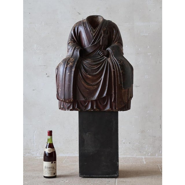 Japanese Buddhist sculpture carved from cedar wood, dating from the Kamakura period (1185-1333) or Muromachi period...