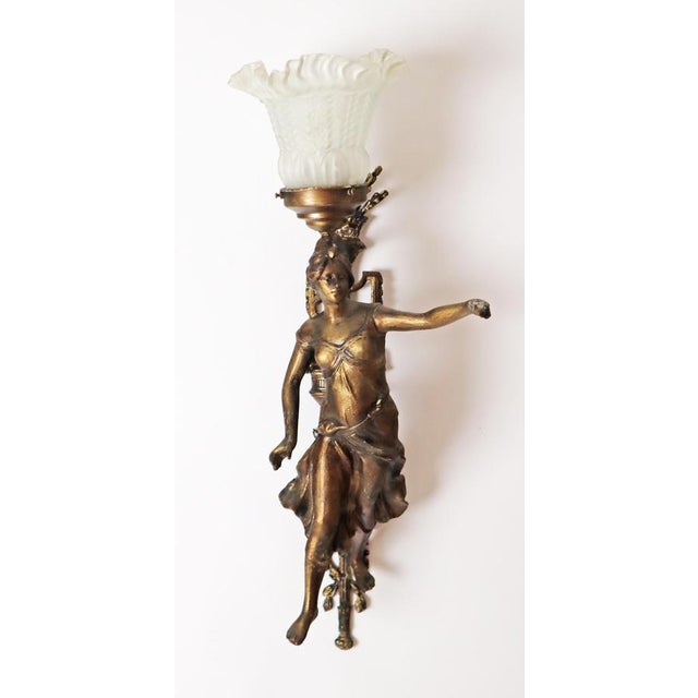 Art Nouveau Figural Wall Sconces of Sailor and Female Farmer, France, 1890, Set of 2 For Sale - Image 13 of 18