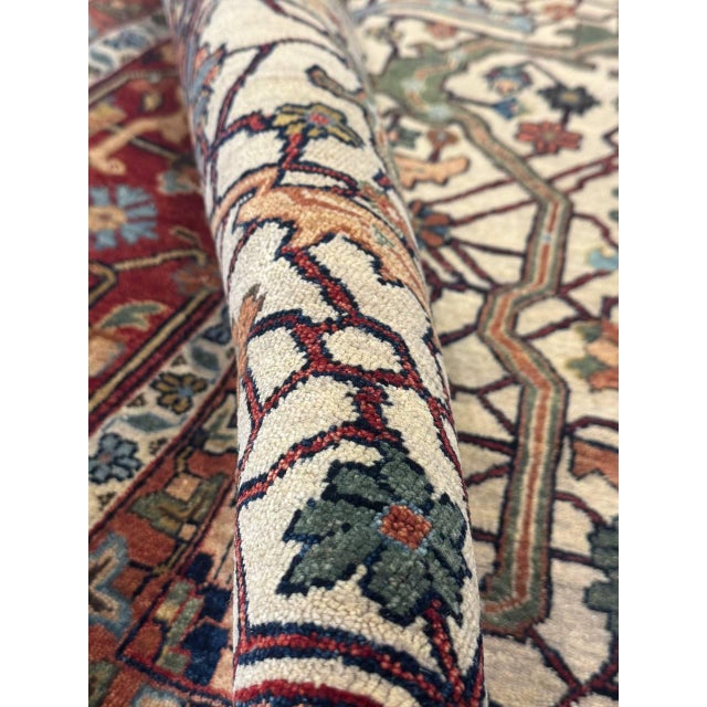 Textile Pasargad DC Ivory Fine Hand Knotted Serapi Design Rug For Sale - Image 7 of 12