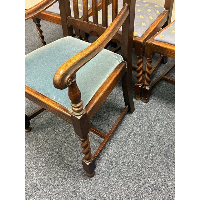 Jacobean Early 20th Century Barley Twist Carved Dining Chairs - Set of 4 For Sale - Image 3 of 12