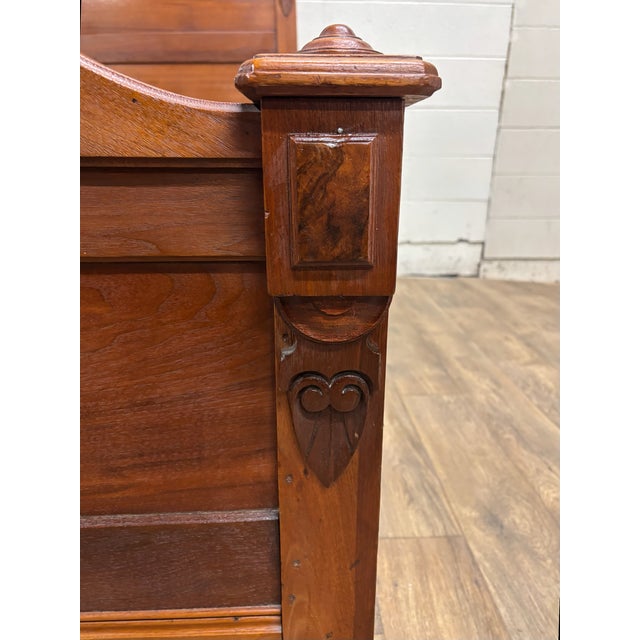 Wood Antique Full Size Victorian Monumental Eastlake Carved High Back Bed For Sale - Image 7 of 16