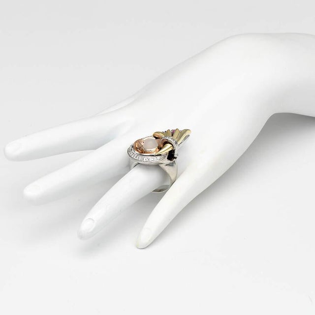 1970s 14KWRY Reto Modern Multi-Gemstone Ring, size 7 For Sale - Image 5 of 5