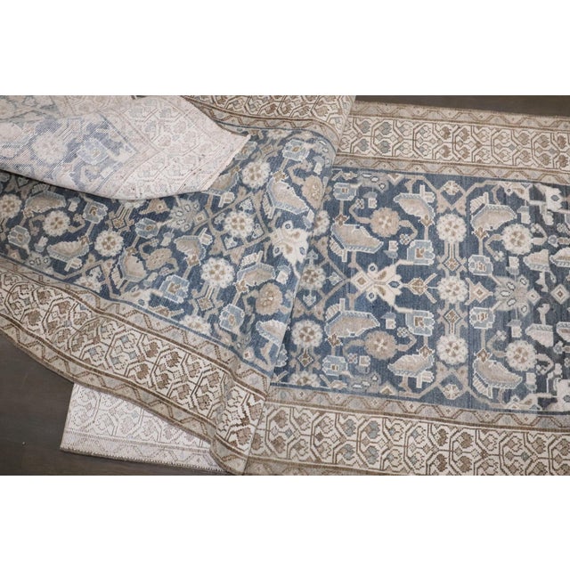 Blue Gray Vintage Persian Hamedan Runner rug no.j4755 For Sale In New York - Image 6 of 7