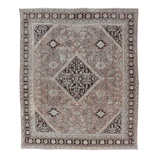 Vintage Persian Sultanabad-Mahal Rug With Sub-Geometric Diamond For Sale