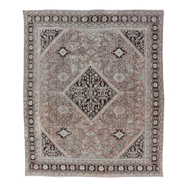 Vintage Persian Sultanabad-Mahal Rug With Sub-Geometric Diamond 9'0" X 11'10" For Sale