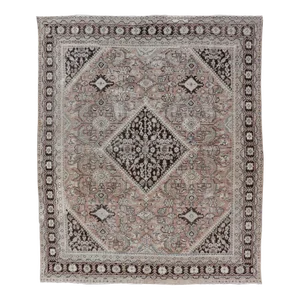 Vintage Persian Sultanabad-Mahal Rug With Sub-Geometric Diamond 9'0" X 11'10"