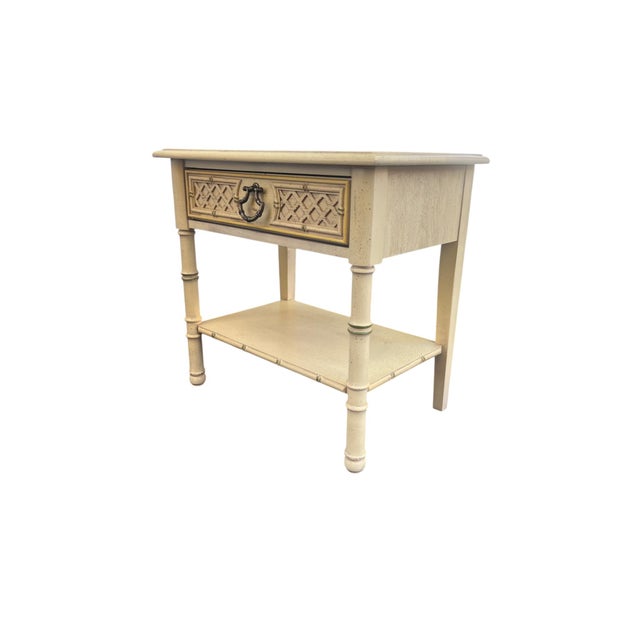 Late 20th Century Faux Bamboo Chinoiserie End Table / Night Stand For Sale - Image 11 of 17