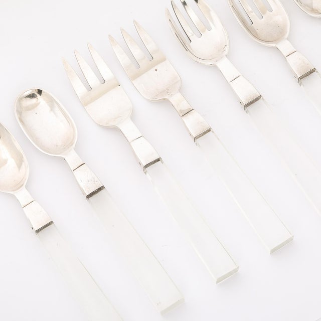 Porter Blanchard Set of 7 Mid-Century Sterling Silver & Lucite Flatware by Porter Blanchard For Sale - Image 4 of 10