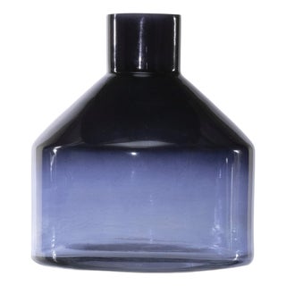 Blue Soda Lime Glass Bottle Vase 6"H For Sale