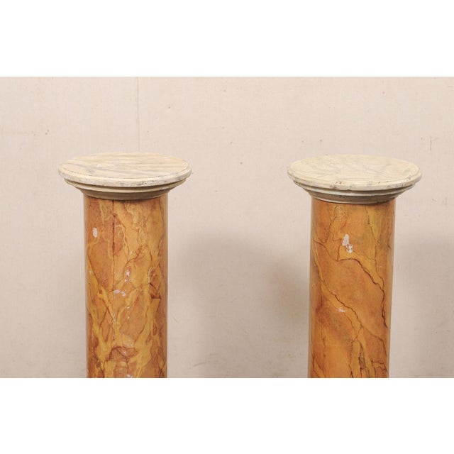 Italian Pair 3 Ft Tall Column Pedestals For Sale - Image 11 of 11