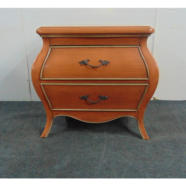 Orange Kravet Louis XV Style Orange & Cream Commode For Sale - Image 8 of 8
