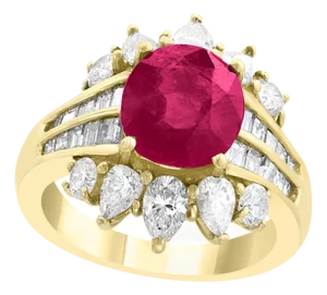 GIA Certified 3.6 Carat Burma Ruby Minor Heat and Diamond 18 Karat Gold Ring