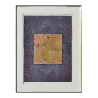 Purple and Gold Mixed Media Abstract by Peg Denney For Sale