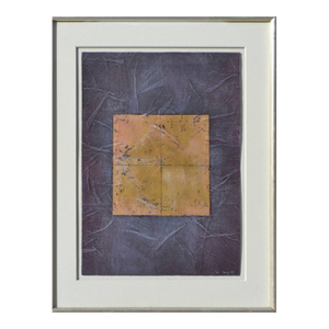 Purple and Gold Mixed Media Abstract by Peg Denney