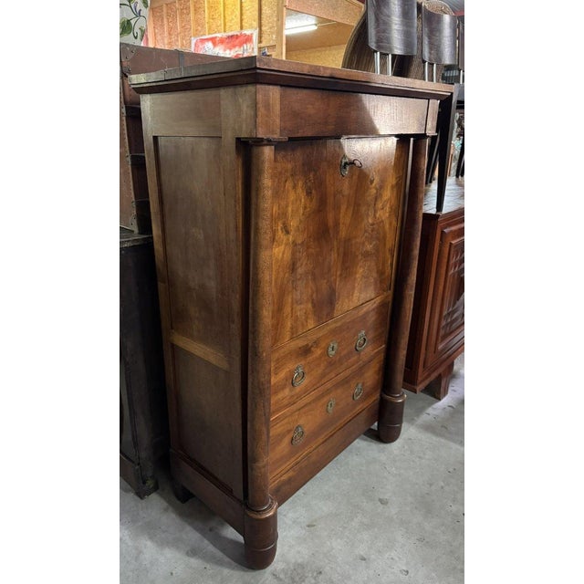 Wood Empire Walnut Secretary Desk For Sale - Image 7 of 9