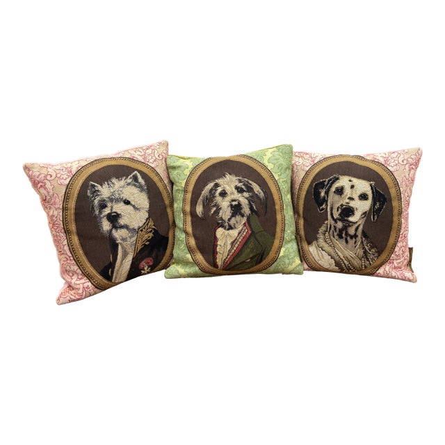 Rare Vintage Thierry Poncelet Dog Portrait Pillows For Sale