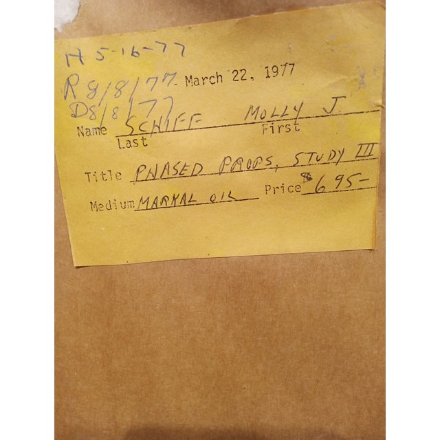 Mid-Century Modern Vintage Work on Paper Phased Props Molly Schiff Framed Painting For Sale - Image 3 of 4