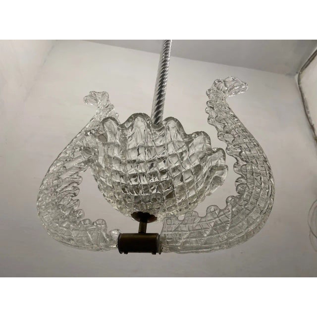 Ercole Barovier Murano Glass Pendant Light by Ercole Barovier, 1940s For Sale - Image 4 of 13