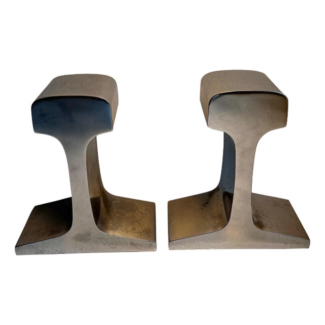 Chrome I-Beam Bookends - A Pair For Sale