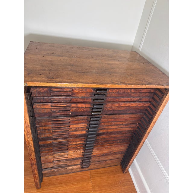 Antique Hamilton 24 Drawer Printer’s Flat File Industrial Cabinet C. 1920-1930 For Sale - Image 12 of 15