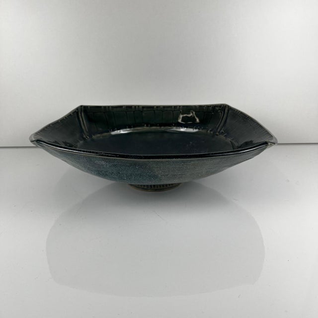 Dark Blue and Green Glazed Ceramic Bowl by Pierre Baey, 1960s For Sale - Image 11 of 11