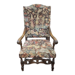 Ca 1890 Jacobean Needlepoint Arm Chair