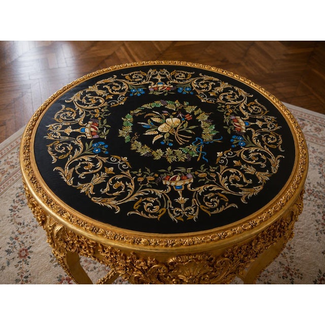 Gold 1980s Italian Artisan Baroque Gold Beech Floral Center Table For Sale - Image 8 of 18