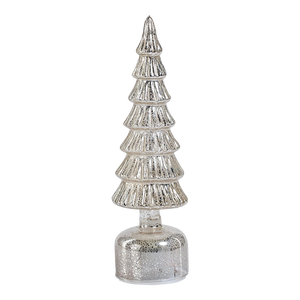 Merrigan Antique Silver Rotating LED Holiday Tabletop Tree, Medium