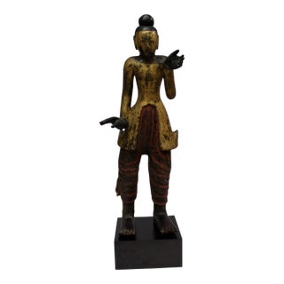 Burmese Wood Buddha in Mudras Posture Statue For Sale