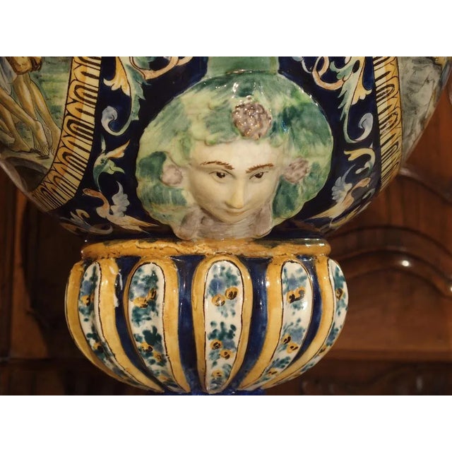 Ceramic 1885 Italian Painted Majolica Urn For Sale - Image 7 of 13