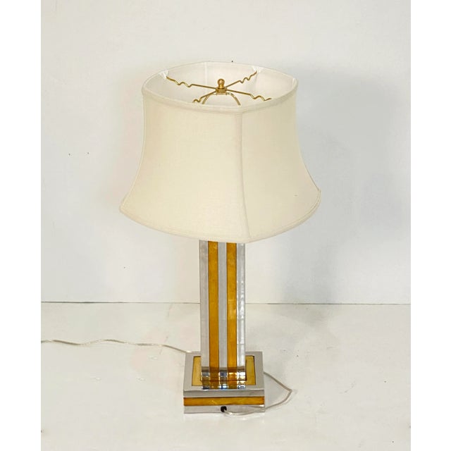 Italian Modern Table Lamp of Chrome and Brass by Romeo Rega For Sale - Image 10 of 12