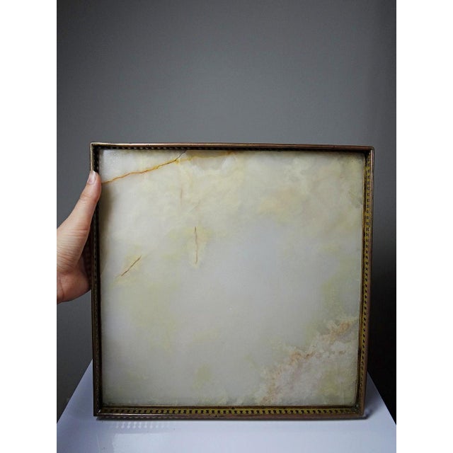 Rococo Antique Wooden Side Table Top in Gilt Metal and Onyx, 1900s For Sale - Image 3 of 12