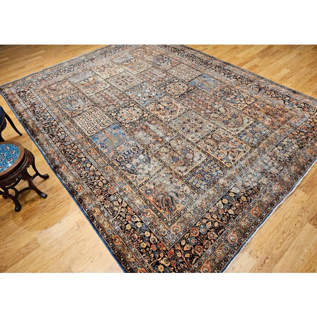 19th Century Persian Khorassan Rug, Hand-Knotted Wool, Allover Floral Panel Design, Green & Blue, 10x13 For Sale - Image 15 of 18