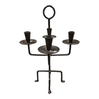 Mid 20th Century Tommi Parzinger for Rena Rosenthal Brutalist Bronze Candelabra Candle Holder For Sale