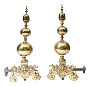 Regency Brass Andirons, Set of 2