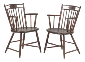 Antique Birdcage Windsor Chairs, a Near Pair