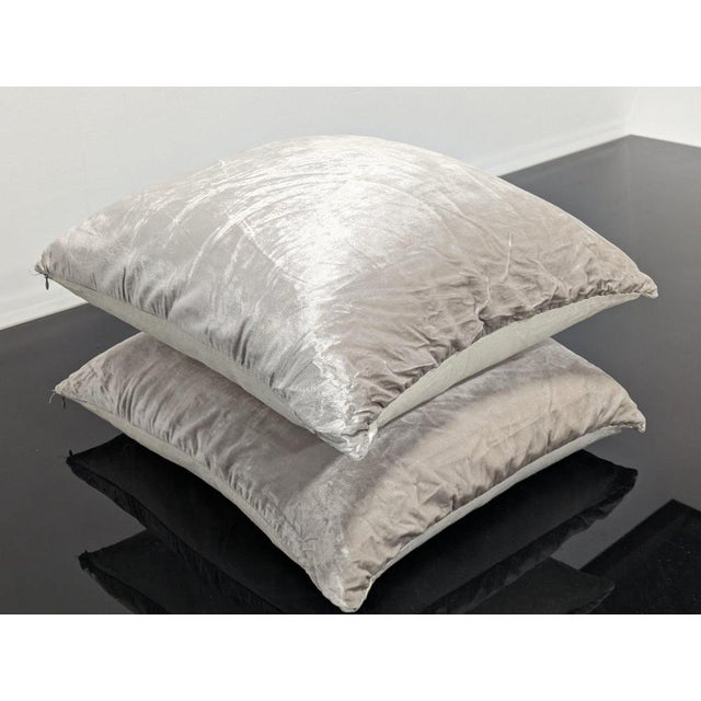 Gray Soft Velvet Cushion Covers, Set of 2 For Sale - Image 8 of 11
