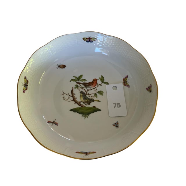 Herend Rothschild Bird 10" Round Vegetable Bowl Porcelain 80/RO Made in Hungary Approx. 2 5/8" Tall x 10 3/8" Diameter....