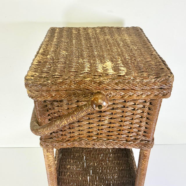 1920s Antique Boho Chic Americana Coastal Heywood-Wakefield Wicker Drinks Table. For Sale - Image 11 of 15