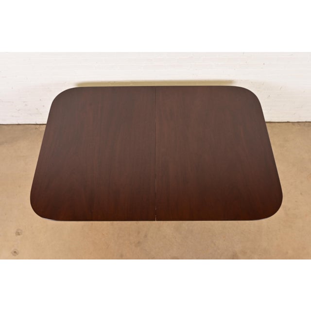 Baker Furniture Style English Georgian Mahogany Triple Pedestal Extension Dining Table, Newly Refinished For Sale - Image 9 of 12