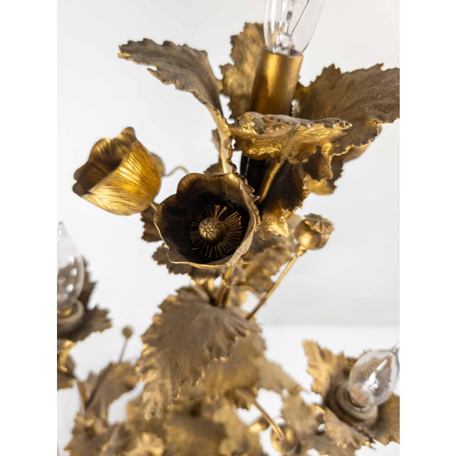 19th Century Electrified Floral Poppy Flower Bronze Candelabra Table Lamp For Sale - Image 11 of 18