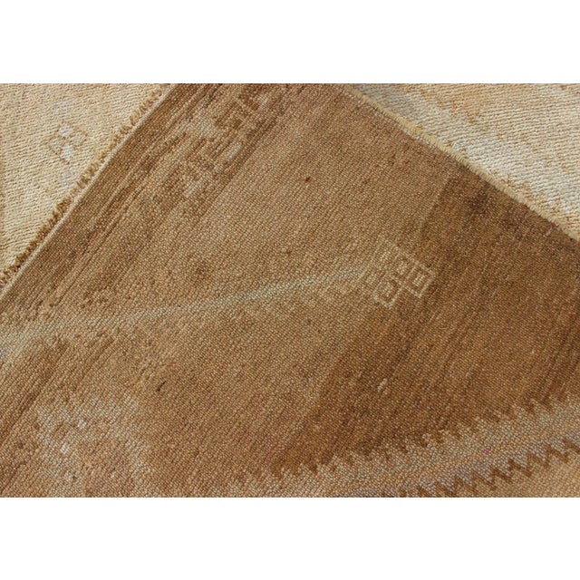 Vintage Turkish Oushak Runner Neutral and Warm Colors With Tribal Medallions For Sale - Image 12 of 13