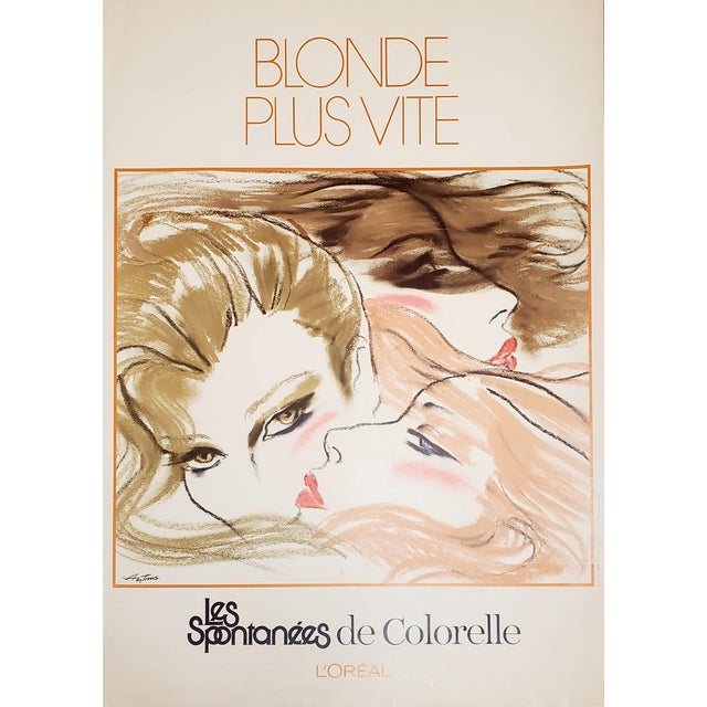 L’Oréal Blonde Plus Vite Poster by Antonio Lopez, 1970 For Sale