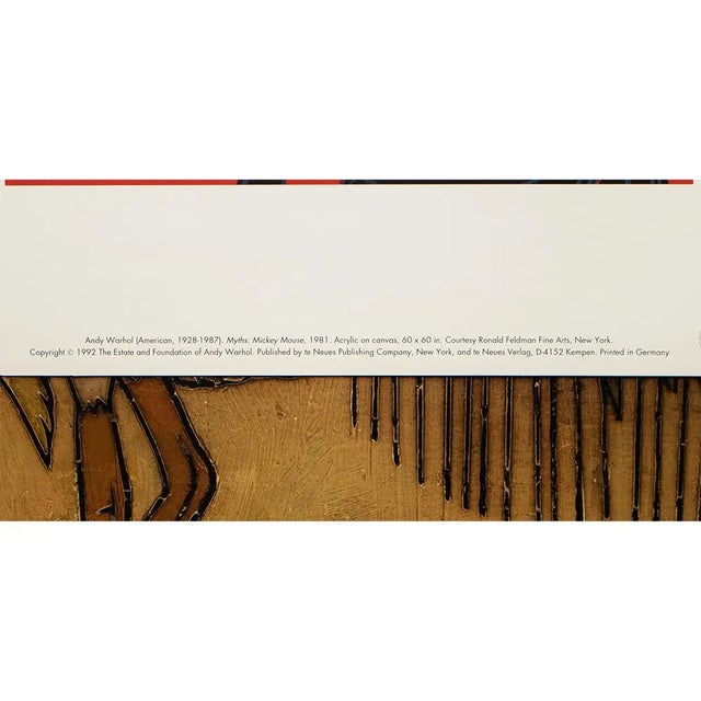 Andy Warhol 1992 the Andy Warhol Foundation Lithograph "Myths: Mickey Mouse" For Sale - Image 4 of 8