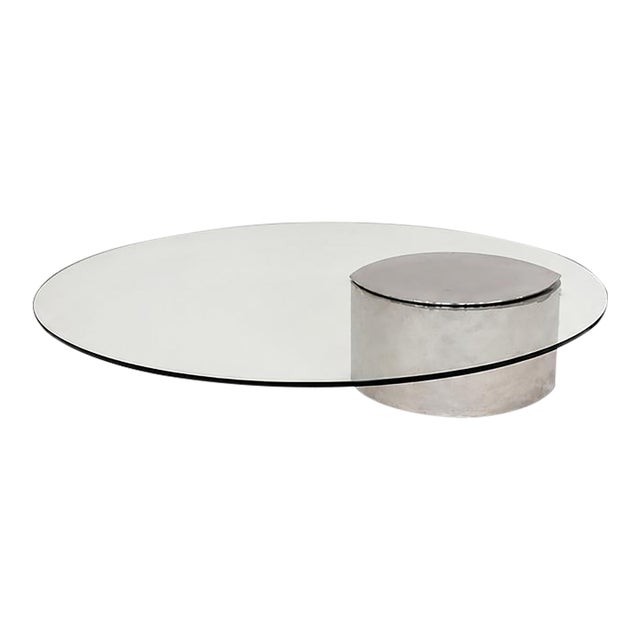 1970s Attributed to Cini Boeri Chromed Steel and Glass 'Lunario' Table For Sale