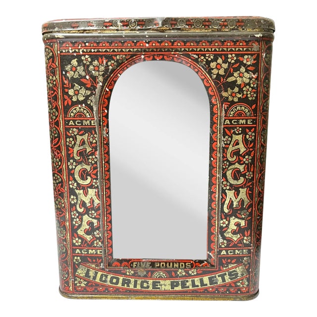Late 19th Century Young and Smylie Acme Licorice Pellets Display Tin With Glass Window For Sale