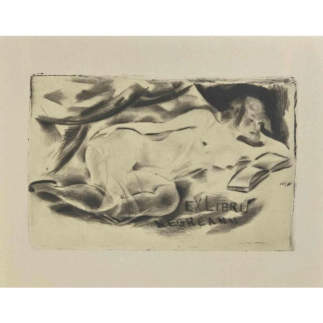 Michel Fingesten, Ex Libris Negreanu, Etching, 1930s For Sale